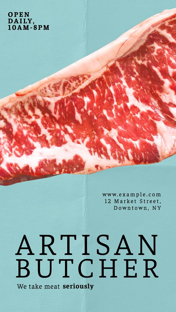 Artisan butcher Instagram story template, editable text