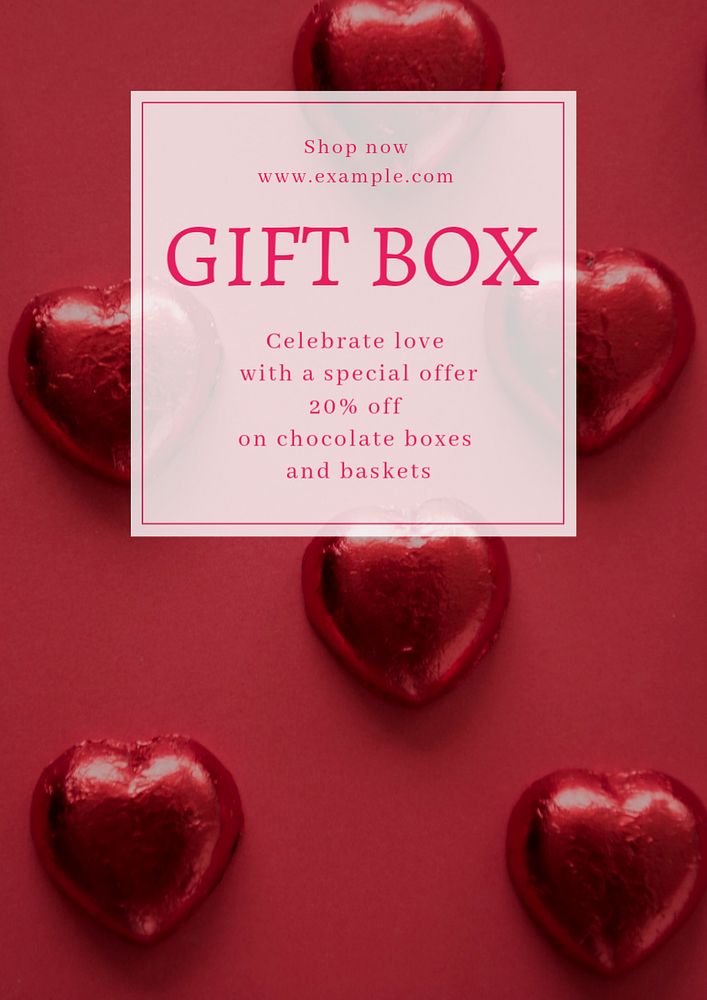 Gift box poster template, editable text and design