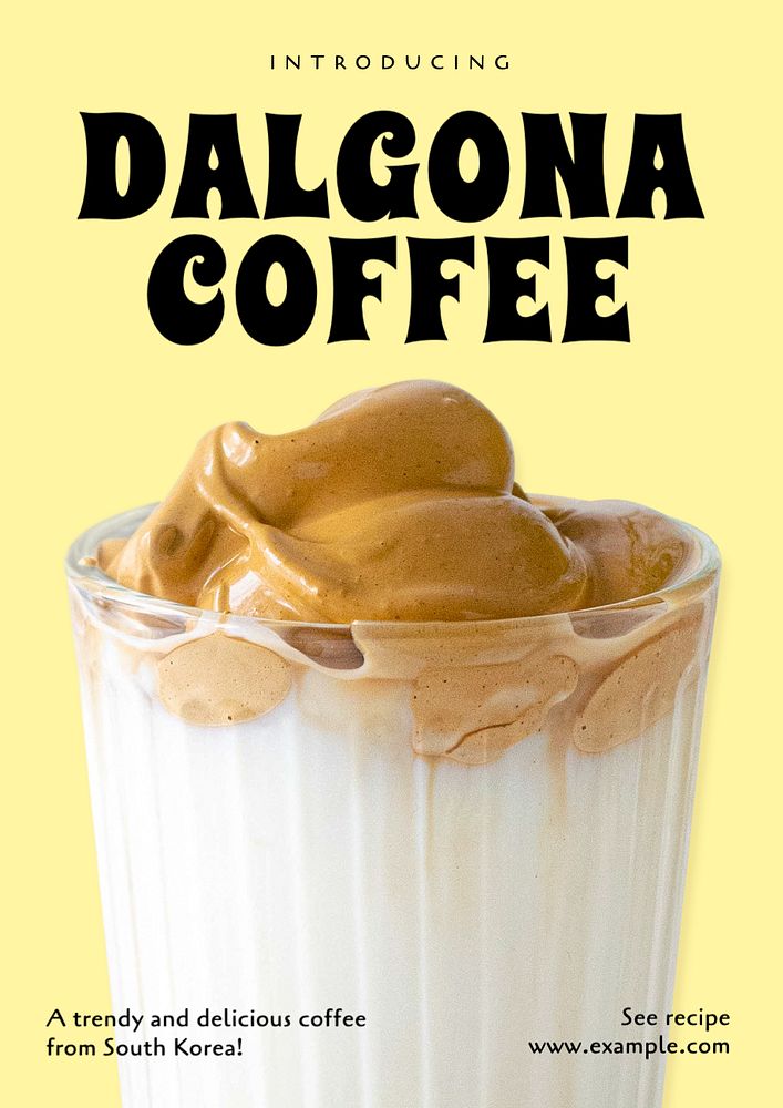 Dalgona coffee poster template, editable text and design