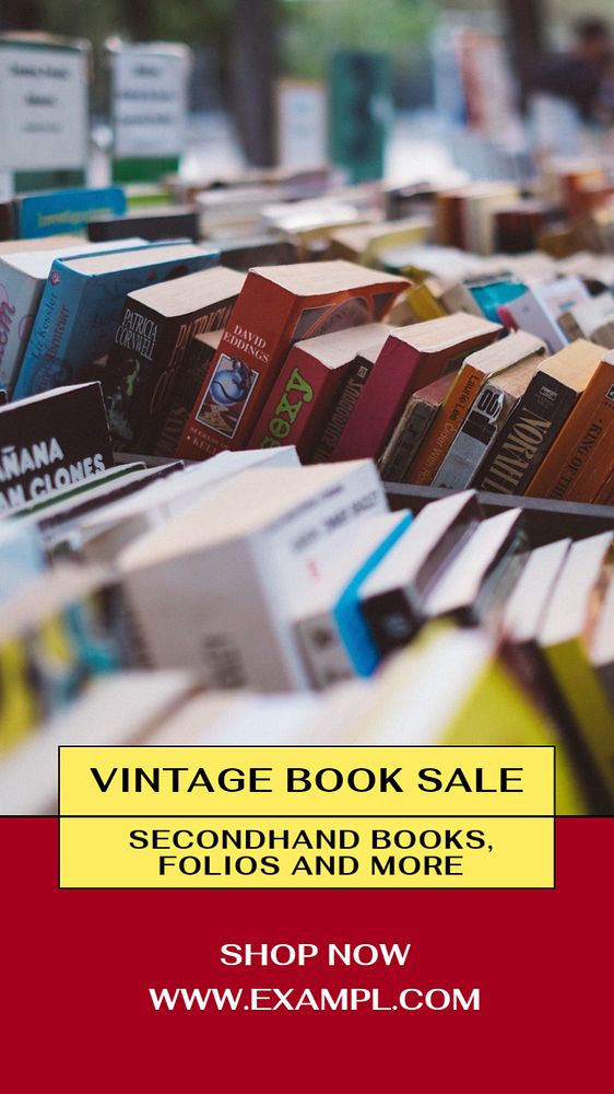 Vintage book sale  Instagram story template, editable text