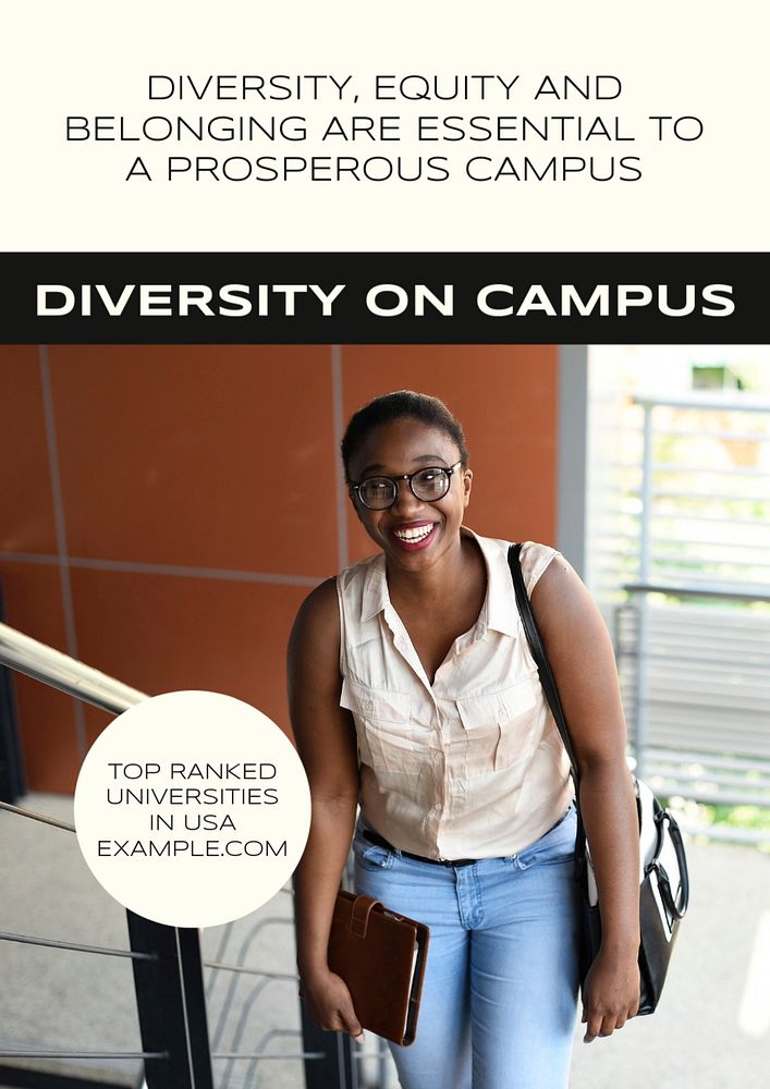 Diversity on campus  poster template, editable text and design