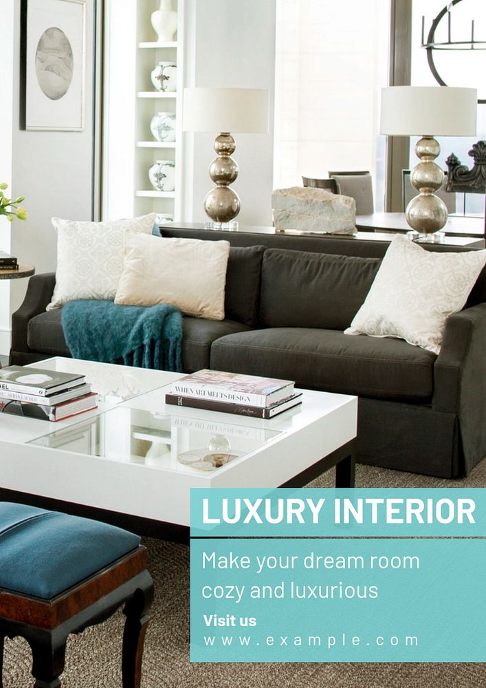 Luxury interior  poster template, editable text and design