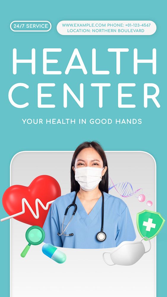 Health center  Instagram story template, editable text