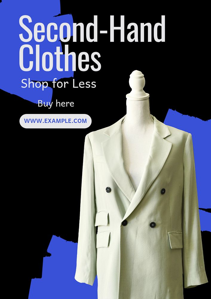 Second-hand clothes poster template, editable text and design