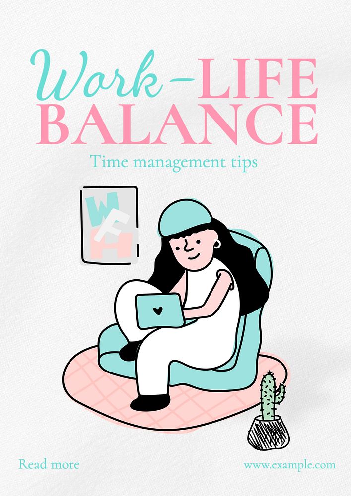 Work-life balance  poster template, editable text and design