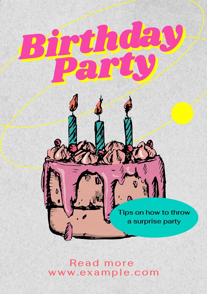 Surprise party  poster template, editable text and design