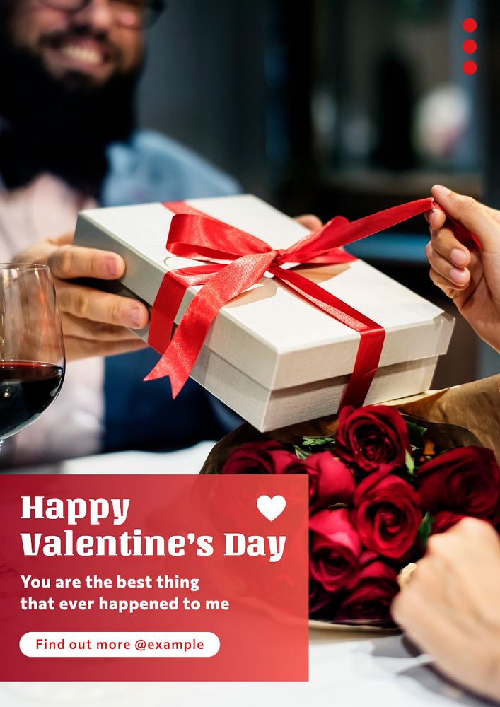 Happy valentines day poster template, editable text and design