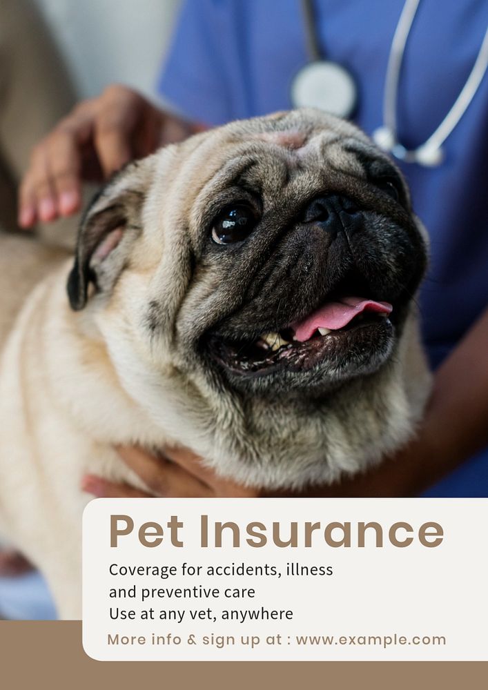 Pet insurance  poster template, editable text and design