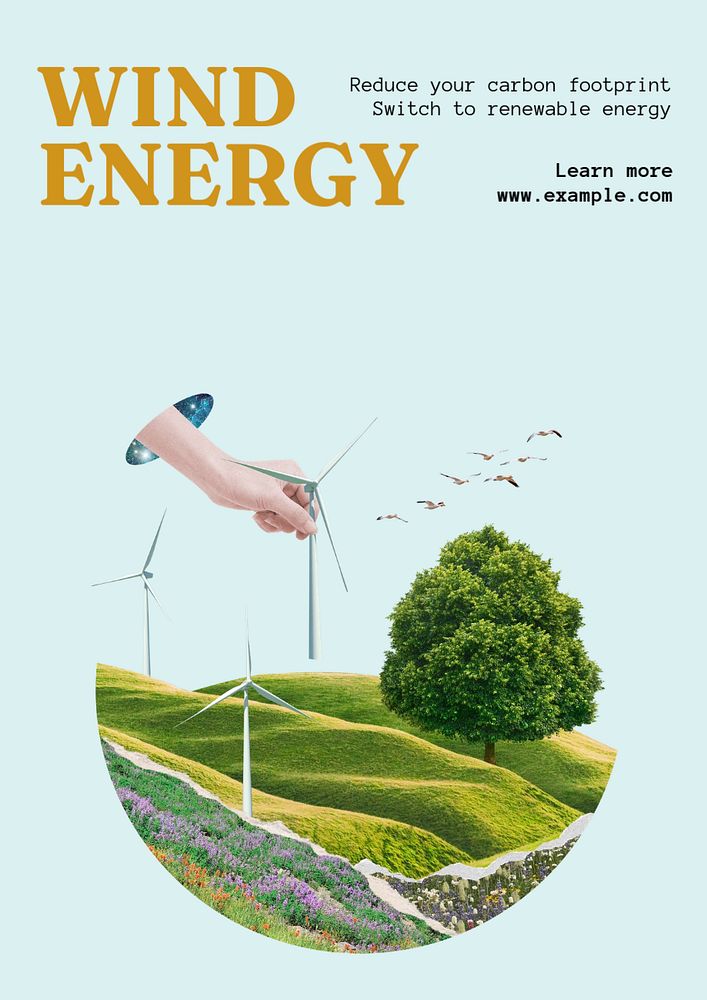 Wind energy  poster template, editable text and design