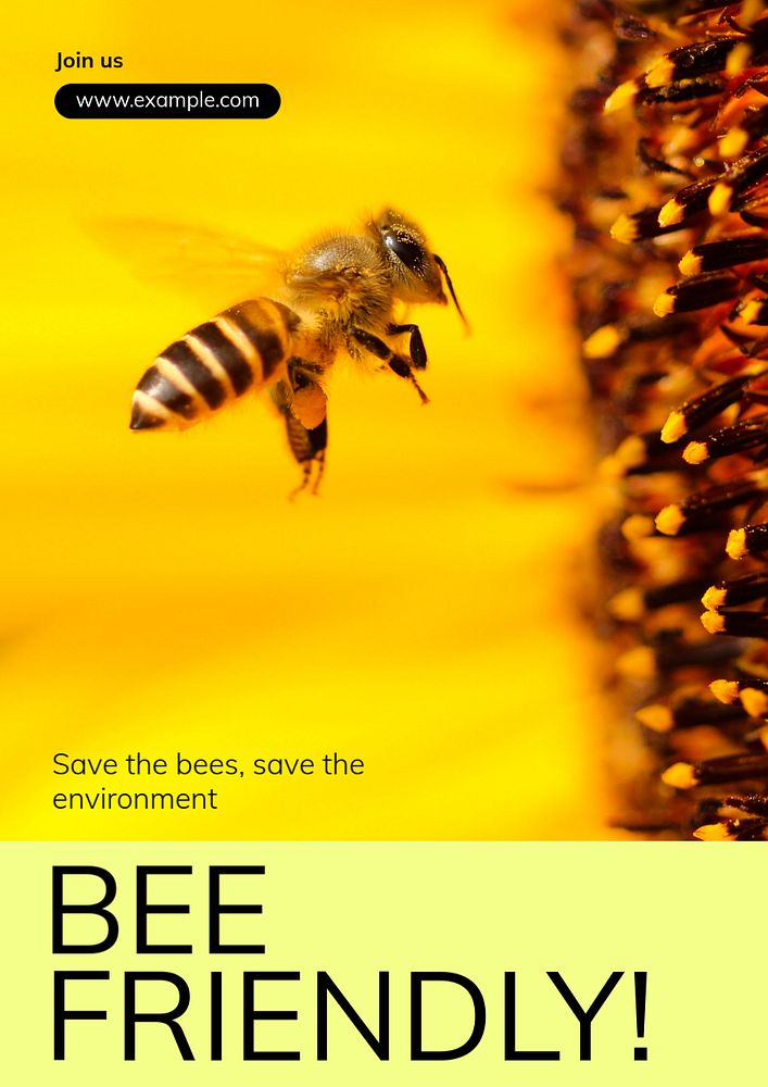 Bee friendly  poster template, editable text and design