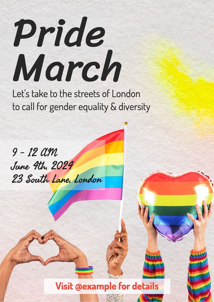 Pride march  poster template, editable text and design