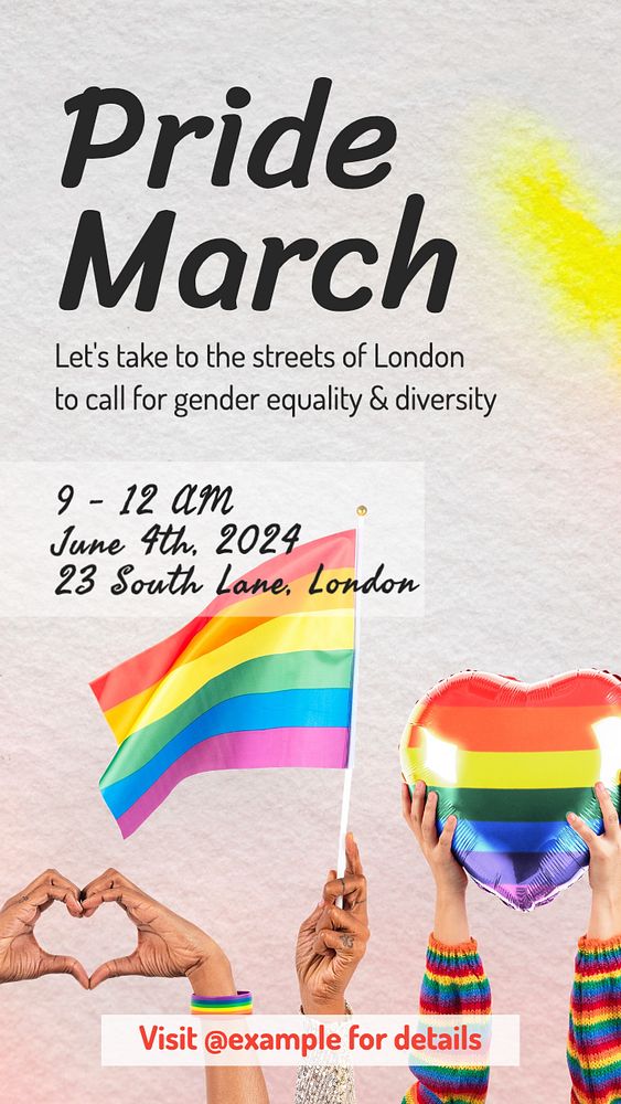 Pride march  Instagram story template, editable text