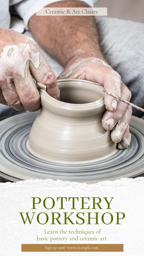 Pottery workshop  Instagram story template, editable text