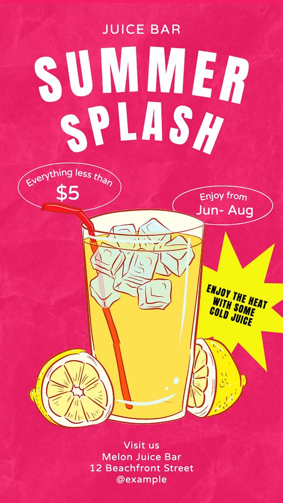 Summer splash  Instagram story template, editable text