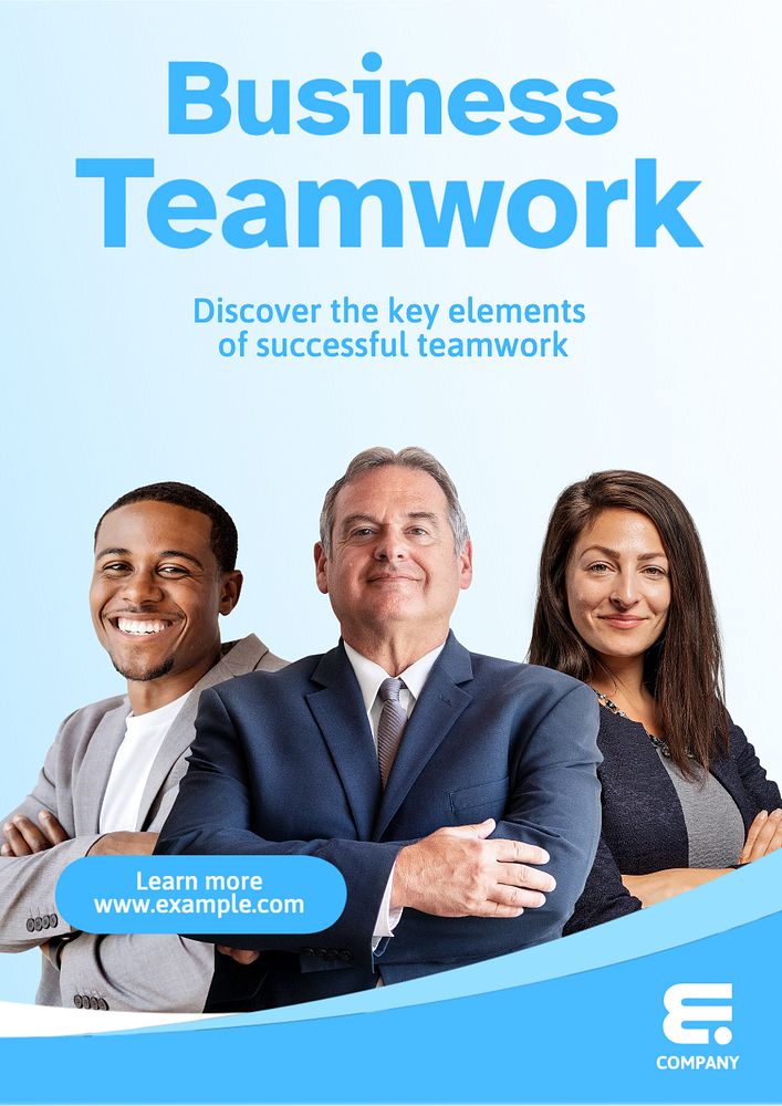 Business teamwork  poster template, editable text and design