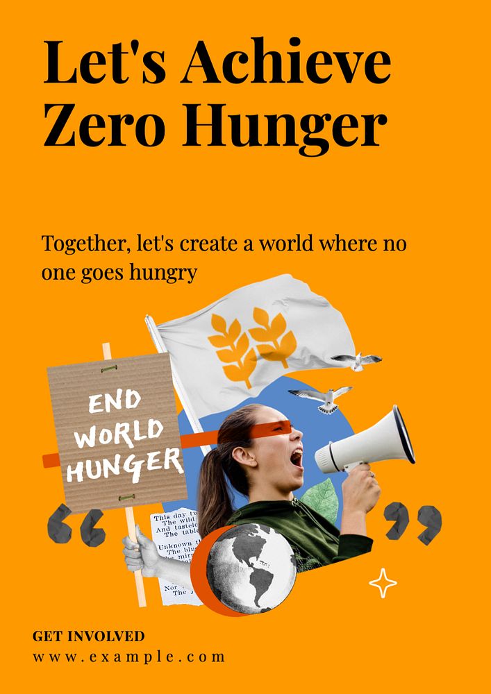 Zero hunger poster template, editable text and design