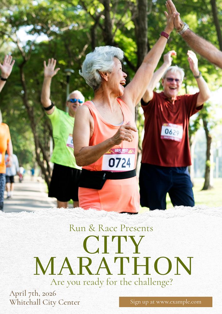 Marathon running  poster template, editable text and design