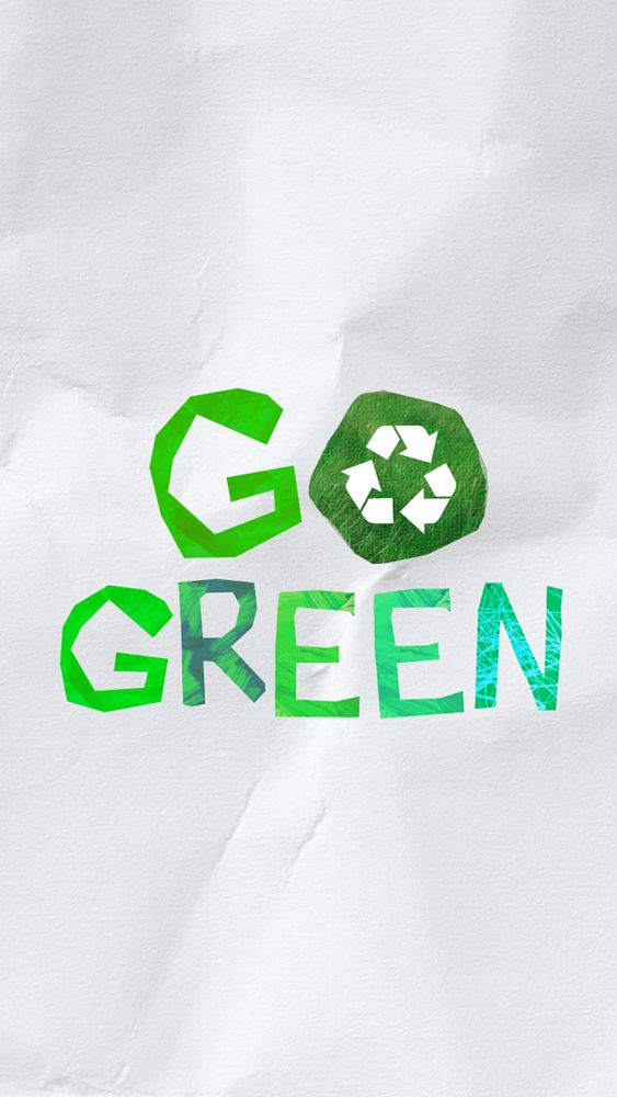 Go green word, environment paper craft, editable design