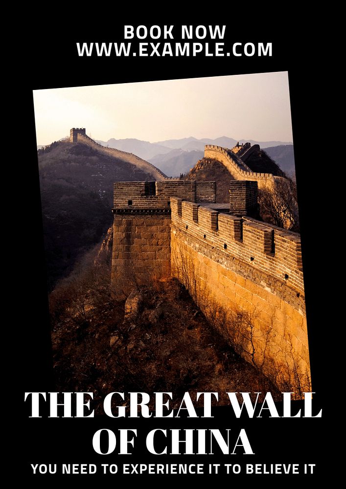 Wall of China  poster template, editable text and design