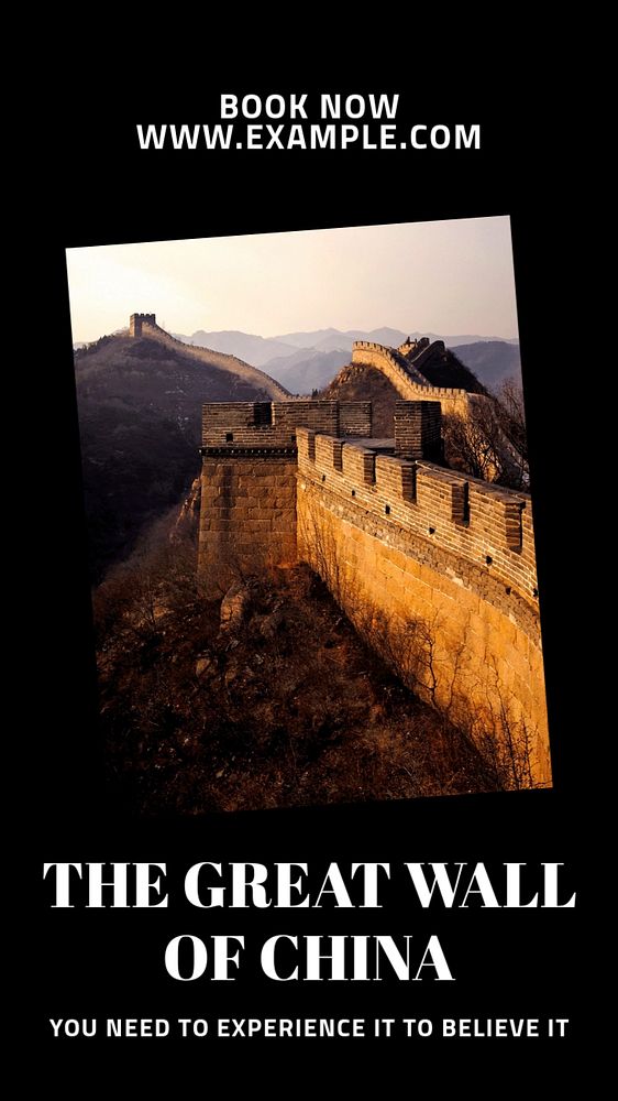 Wall of China  Instagram story template, editable text