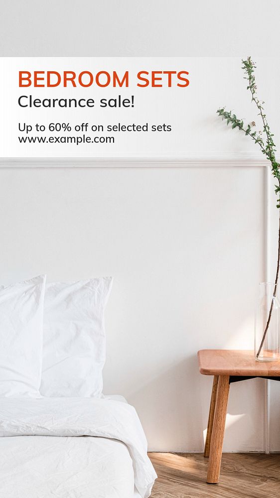 Bedroom sale  Instagram story template, editable text