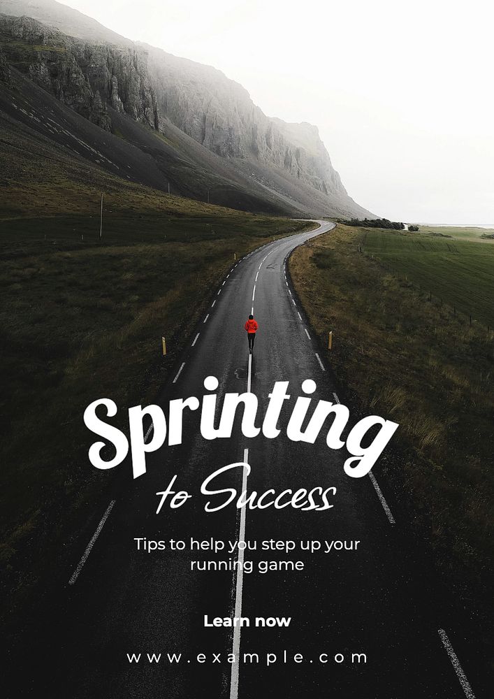 Running poster template, editable text and design