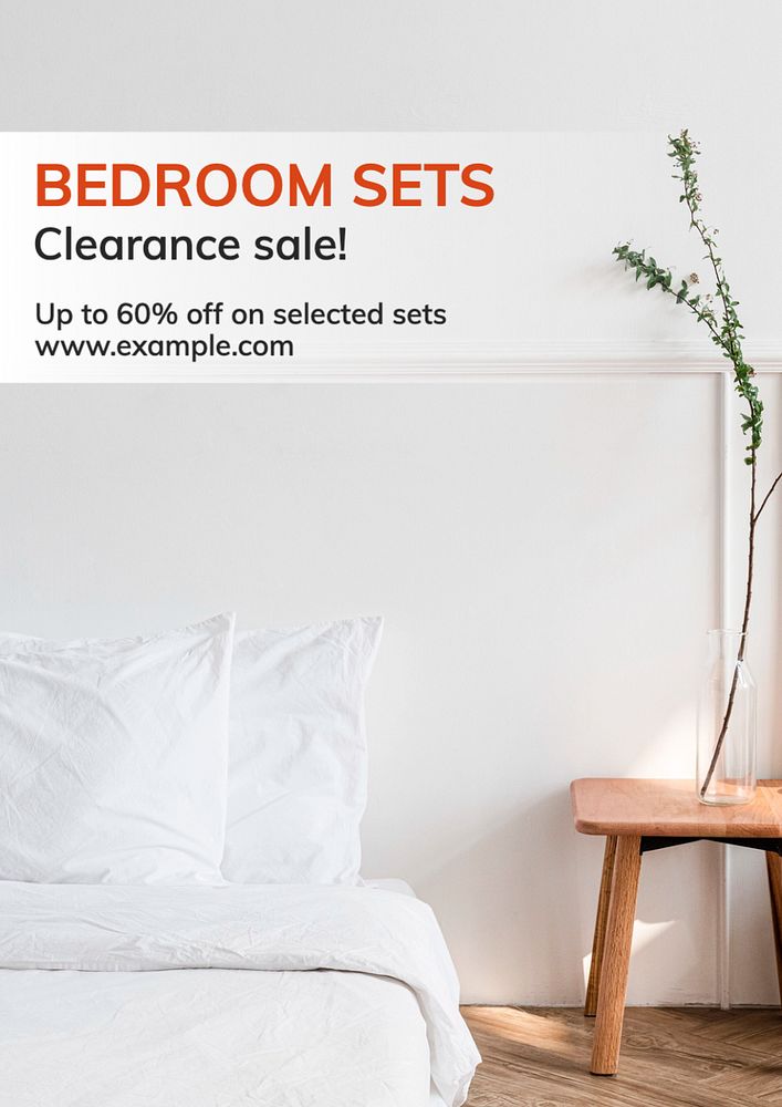 Bedroom sale  poster template, editable text and design