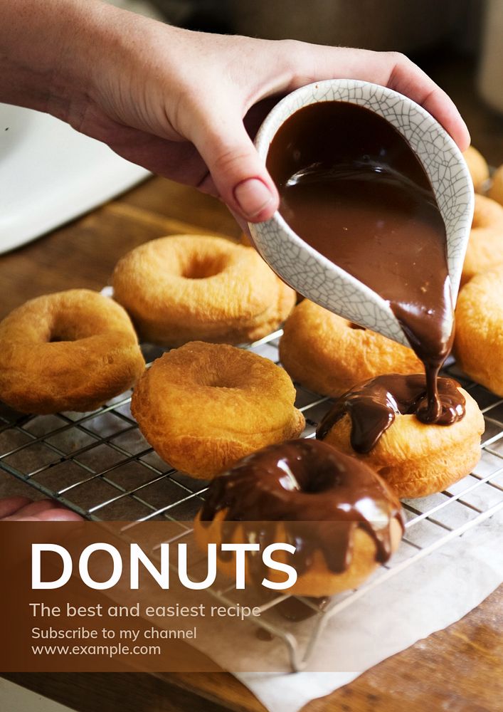 Donut recipe  poster template, editable text and design