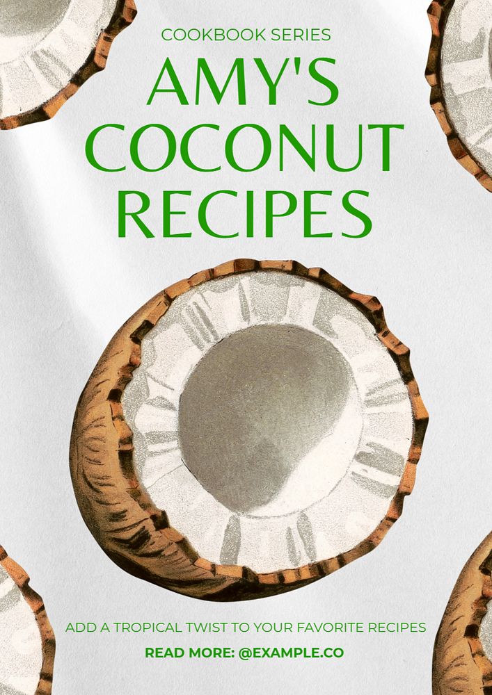 Coconut recipe poster template, editable text and design