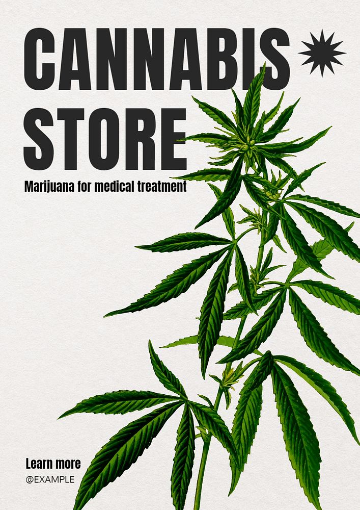 Cannabis store poster template, editable text and design