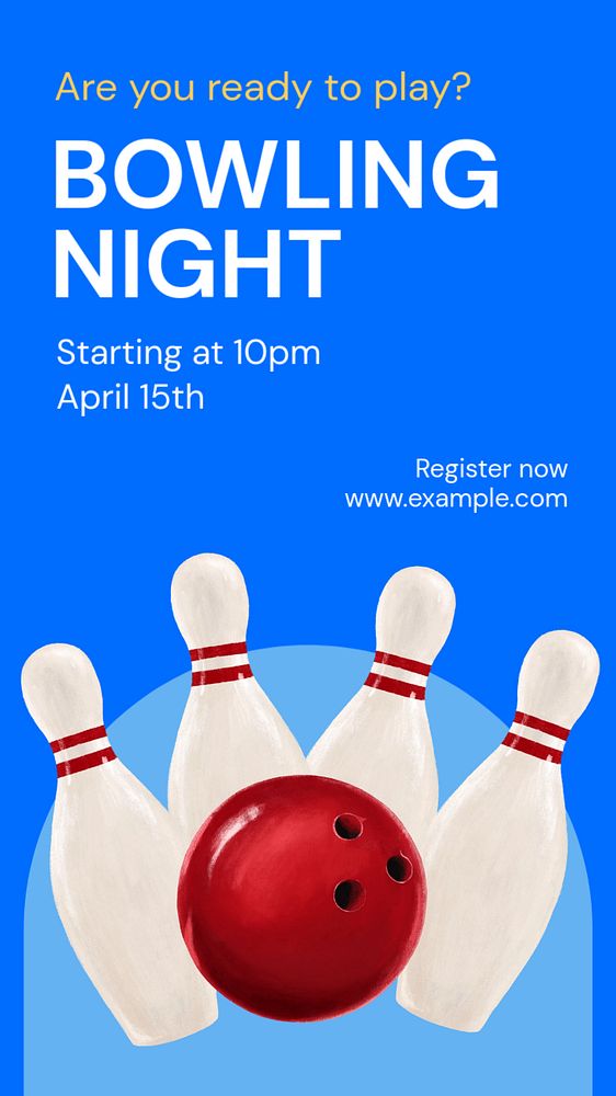 Bowling night  Instagram story template, editable text