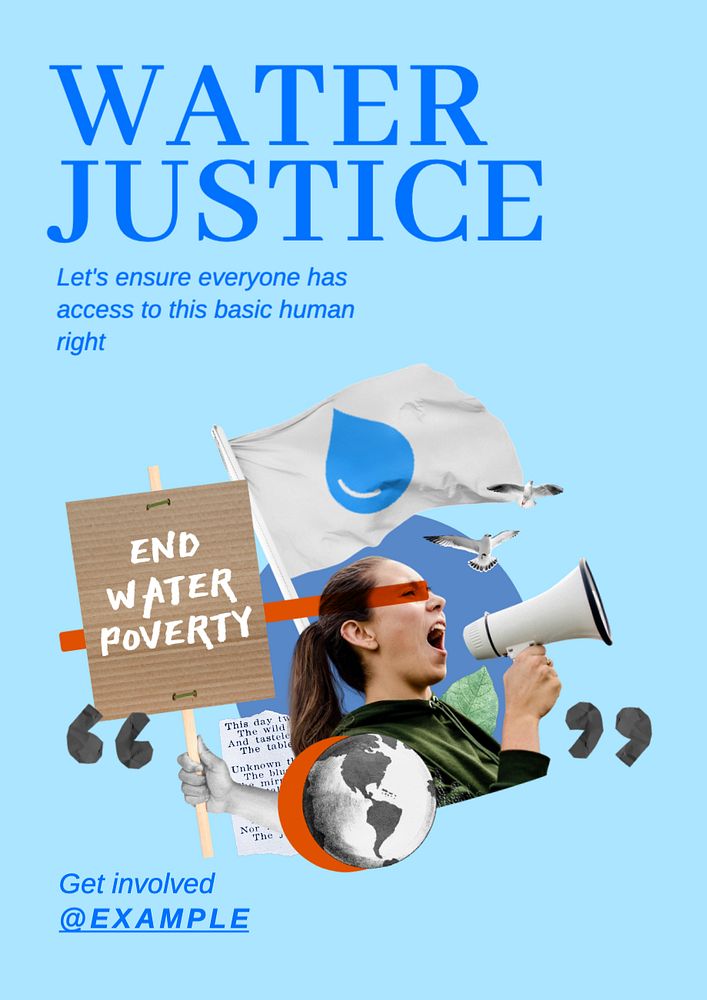 Water justice poster template, editable text and design