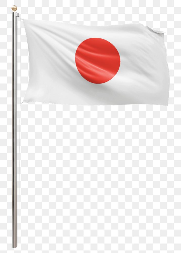 Waving Japanese flag mockup, editable design