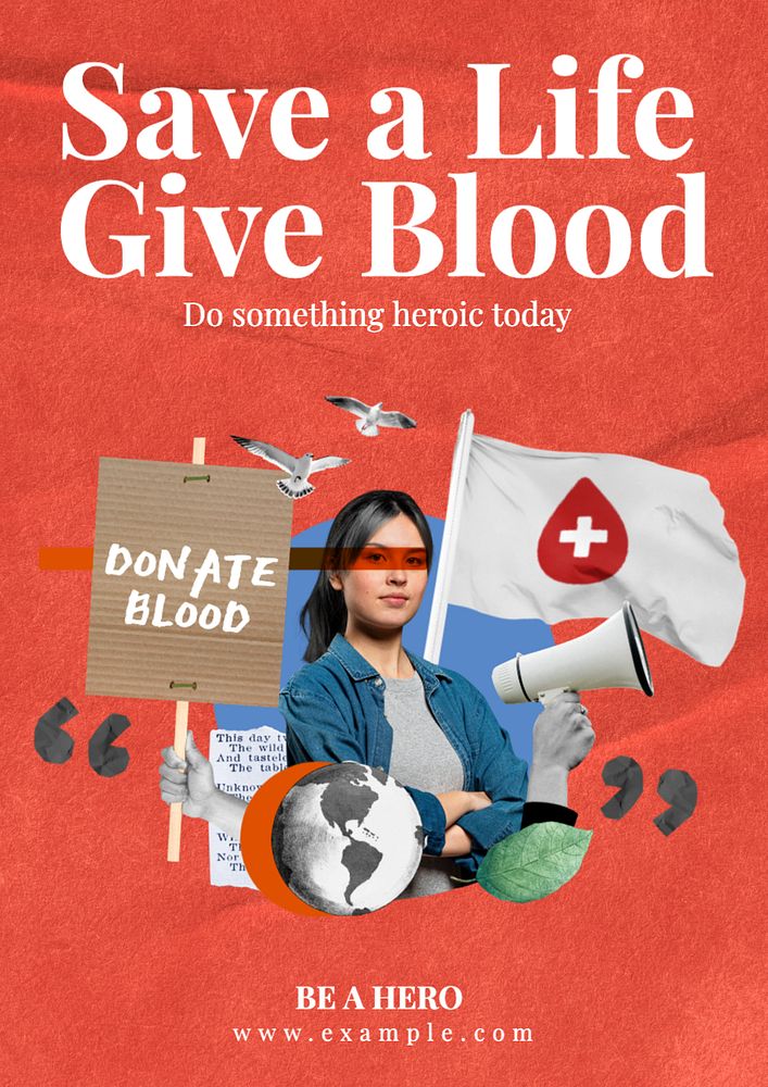 Give blood poster template, editable text and design