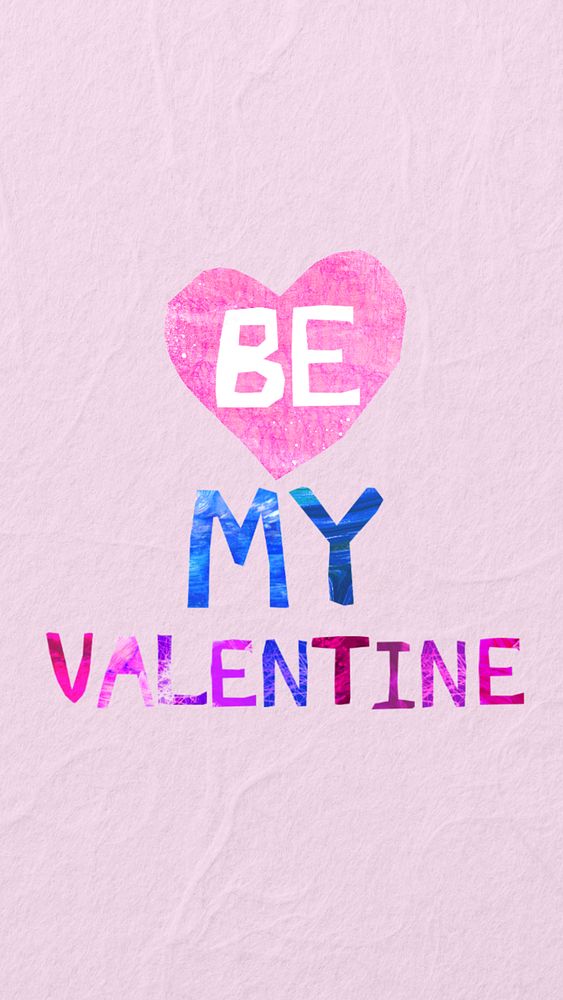 Be my Valentine word, love paper craft collage, editable design