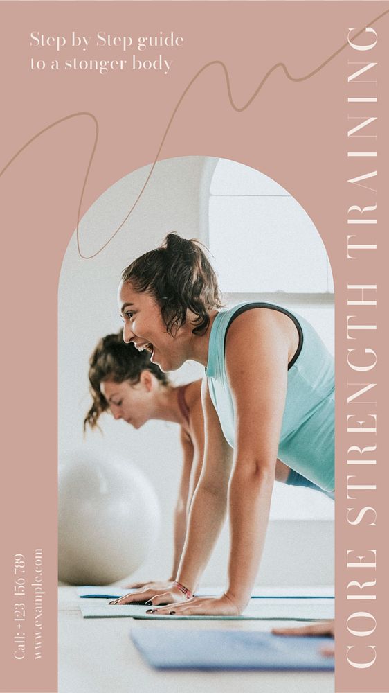 Core strength training  Instagram story template, editable text