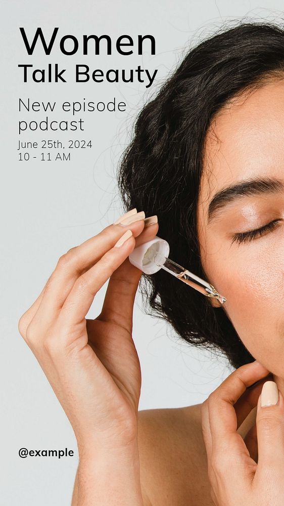 Women's beauty podcast  Instagram story template, editable text