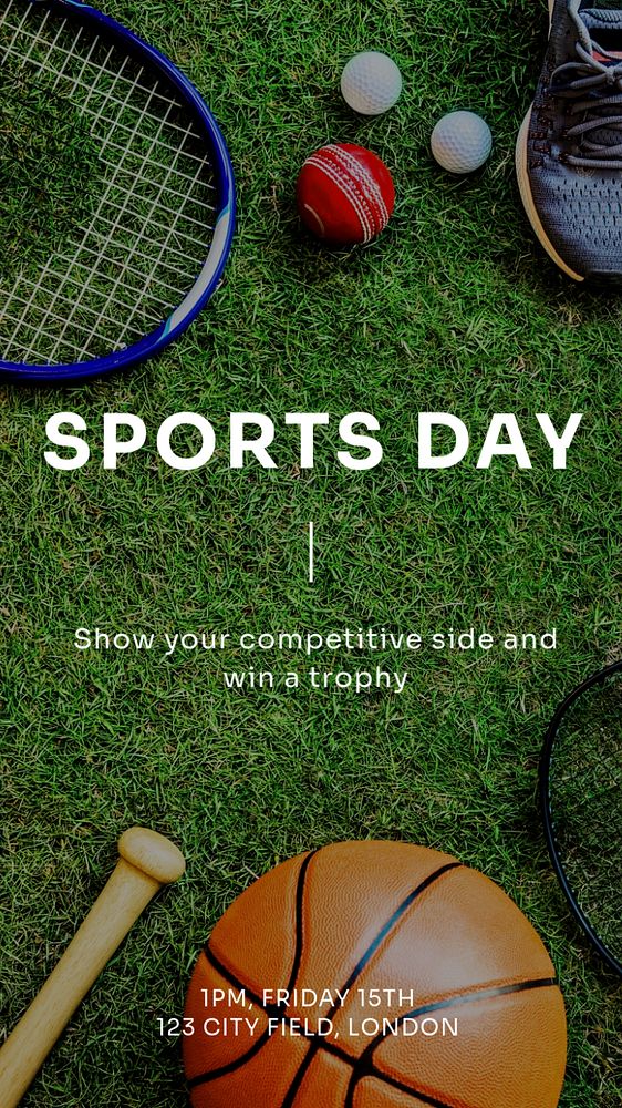 Sports day  Instagram story template, editable text