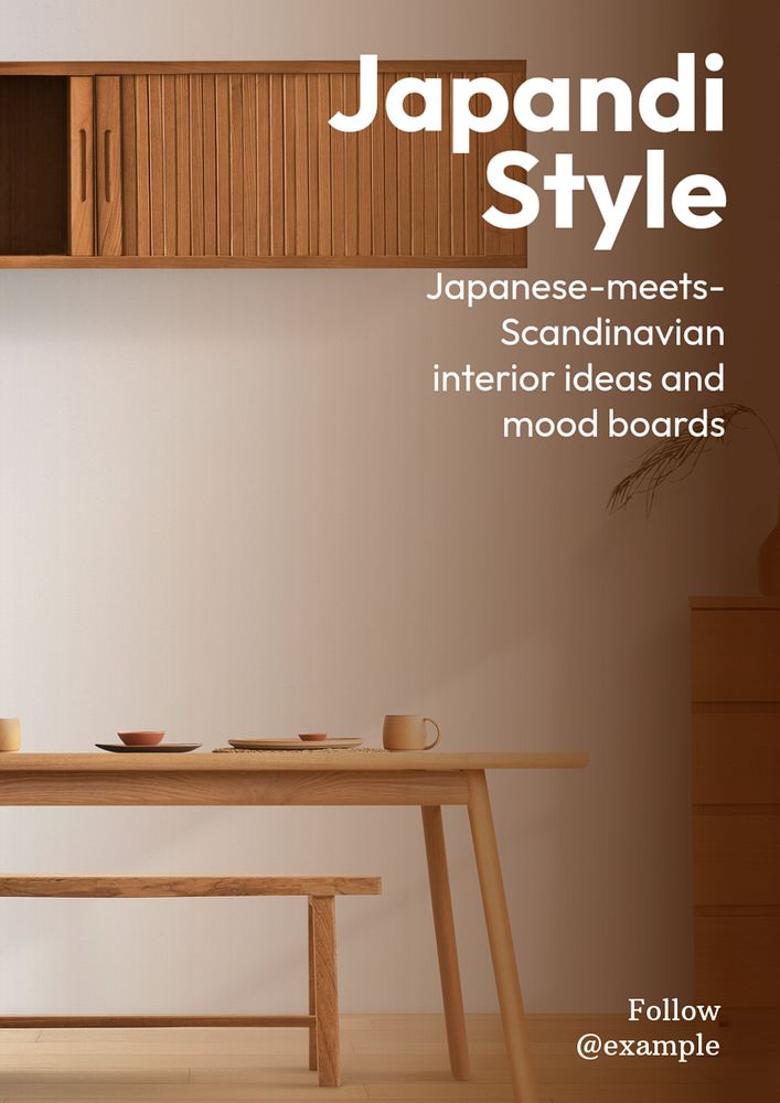 Japandi style  poster template, editable text and design