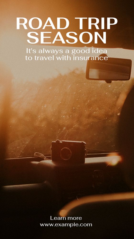 Road trip insurance  Instagram story template, editable text