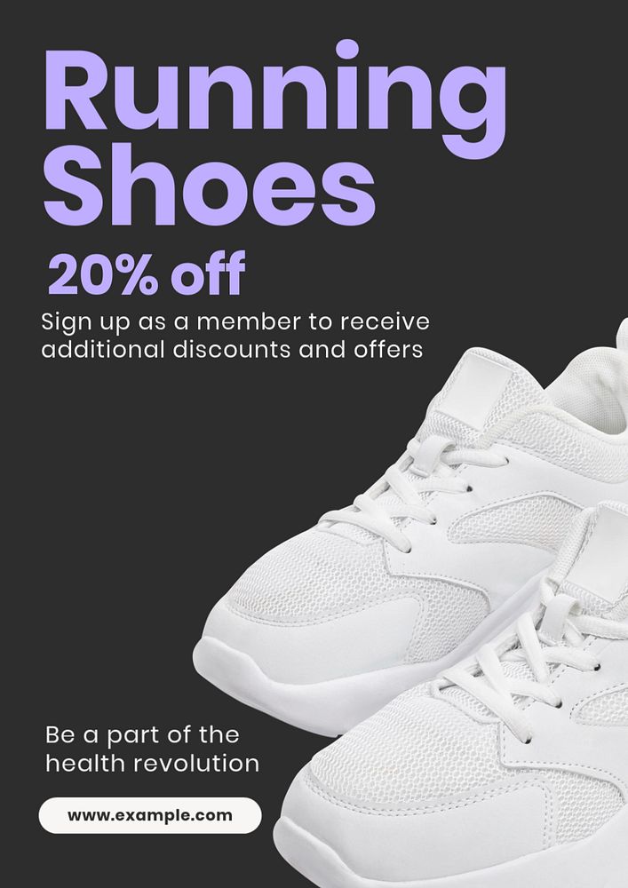 Running shoes sale poster template, editable text and design