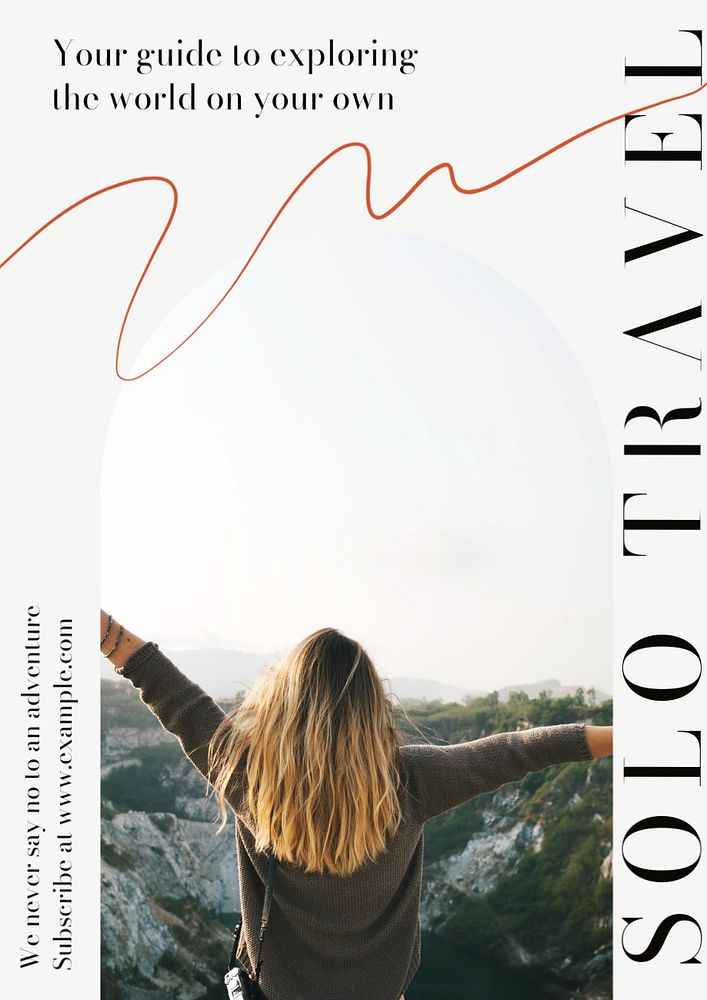 Solo travel  poster template, editable text and design