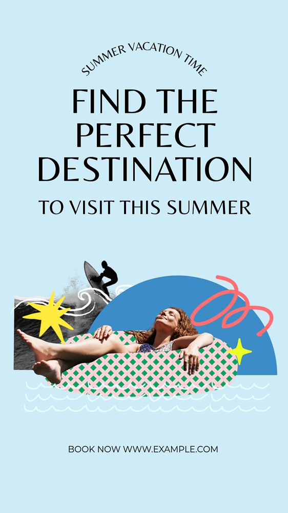 Summer vacation time  Instagram story template, editable text