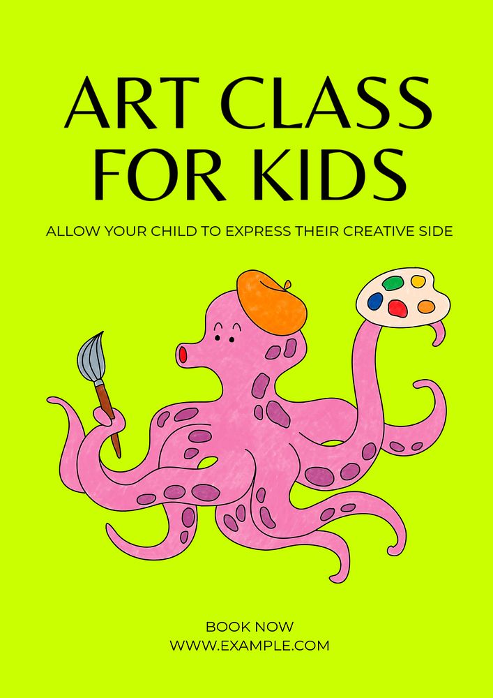 Kid's art class  poster template, editable text and design