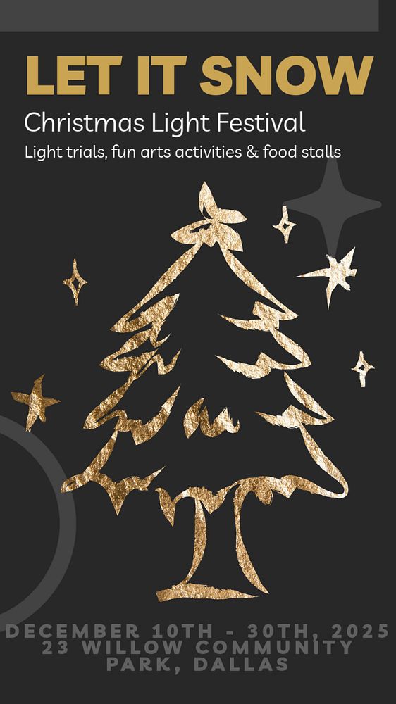 Christmas light festival  Instagram story template, editable text