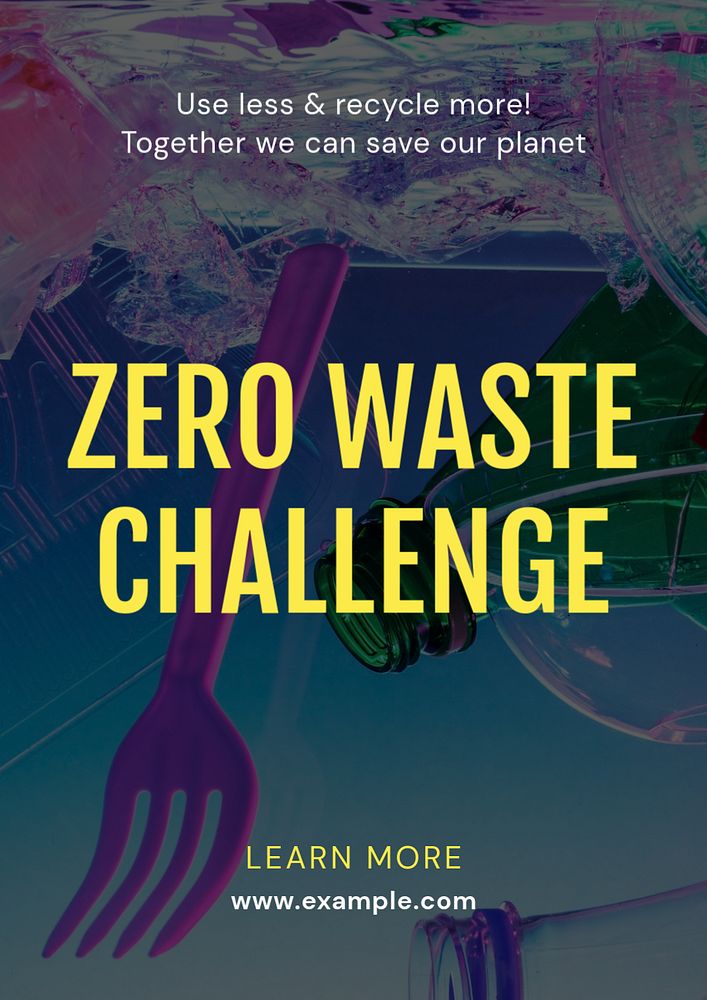 Zero waste challenge  poster template, editable text and design