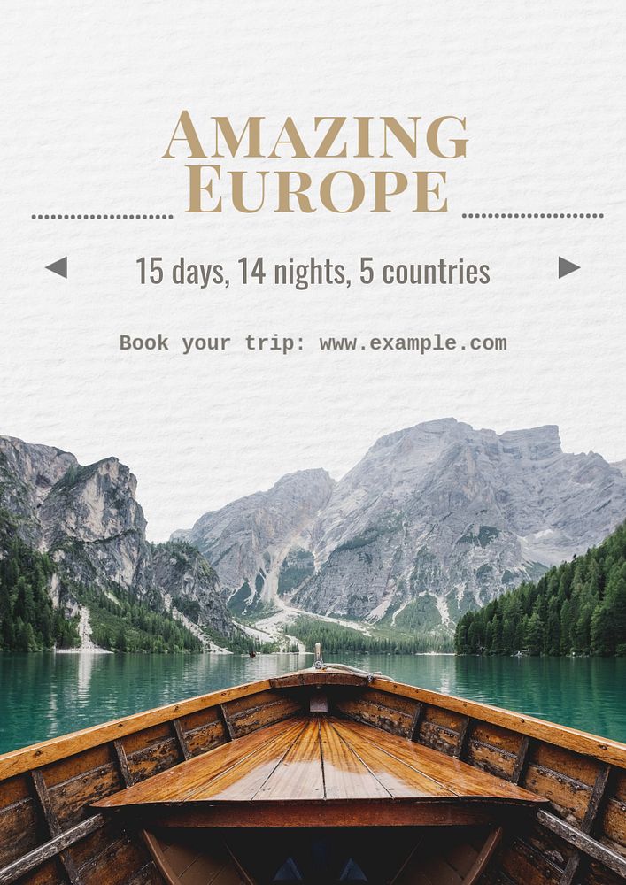 Europe trip  poster template, editable text and design