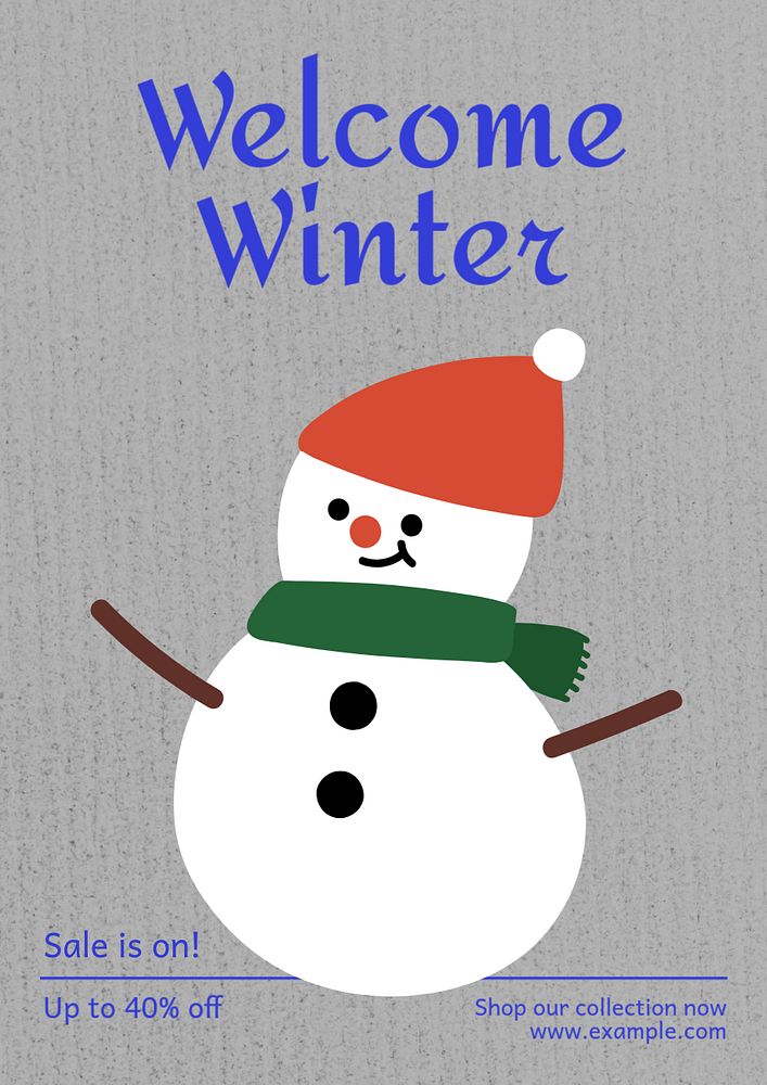 Welcome winter sale  poster template, editable text and design