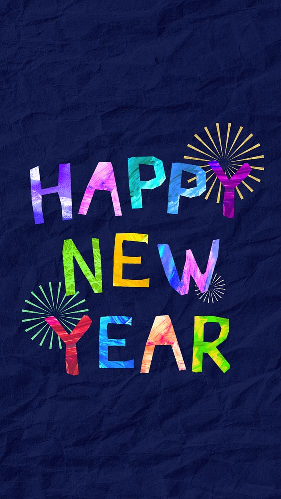 Happy New Year word, paper craft collage, editable design