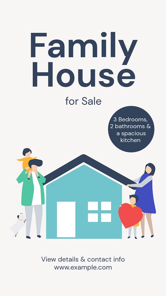 Family house sale  Instagram story template, editable text